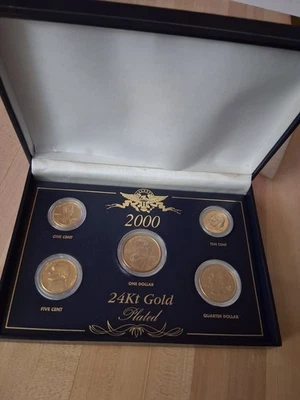 2000 United States Mint Proof Five (5) Coin Set 24kt Gold-Plated - Image 1 of 2
