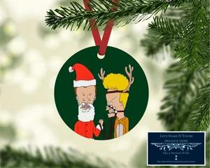 BEAVIS AND BUTTHEAD METAL CHRISTMAS ORNAMENT LUGGAGE TAG DECORATION GIFT TAG d5 - Picture 1 of 1