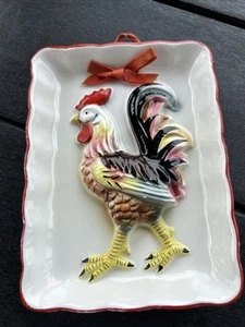 Vintage Lefton's Exclusives Japan 3D Hahn hängende Wandplatte 60013 6,5”x 5” - Bild 1 von 3