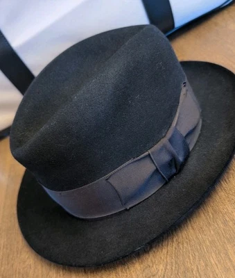 RARO Sombrero Fedora Lock & Co De Colección Para Hombres Negro S/M Hecho London Hatters St James St Foto 1 de 4