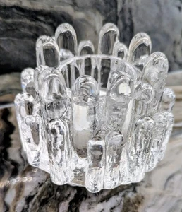 Skandinavische Kunst Glas Eiszapfen Kerzenhalter (Hvy 2 Pfund 10 Unzen) Türkis UVGlow 1960 - Bild 1 von 17