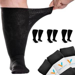 Viasox Black EasyStretch™ Diabetic Socks for Men & Women Non Binding Top Seam... - Picture 1 of 7