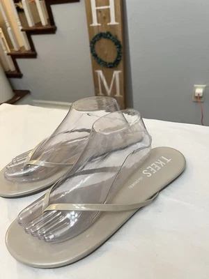 Sandalias Tkees Chanclas Mujer 11 Brillos Zapatos Marrón Charol Tanga Sin Cordones Cómodas Foto 1 de 4