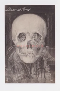 ARCHIMBOLDESQUE SURREALISM PIERROT LOVERS DRINKING CHAMPAGNE RP PC E20C - NV94 - Picture 1 of 2