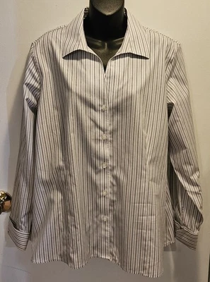 Camisa Jones New York Collection Mujer Sin Planchar Manga Larga Botón Algodón -Talla 16W Foto 1 de 4
