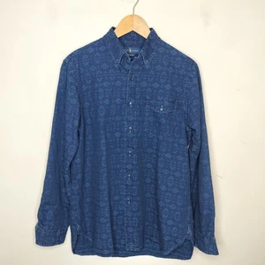 Ralph Lauren Button Down Shirt Men's Medium Aztec Geometric Blue Long Sleeve - Picture 1 of 12