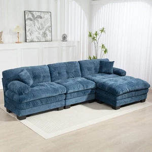 L Shaped Modular Sectional Sofa with Deep Seating Reversible 3-seat Sleeper Couc - Picture 1 of 12