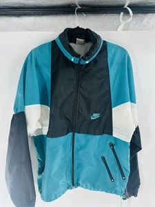 Giacca a vento Nike vintage anni 90 uomo M teal nero bianco colore blocco pista - Foto 1 di 7