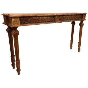 Tigard Solid Wood Hand-Carved Console Table in Natural - Picture 1 of 3