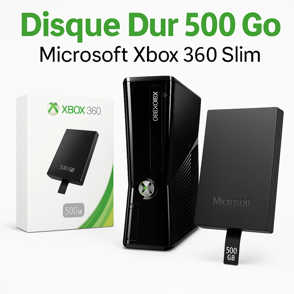 Disque Dur 500 Go Microsoft Xbox 360 Slim – Neuf, Compatible Xbox 360 Slim - Photo 1/2