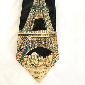 Simons Herren Krawatte schwarz Eiffelturm Paris 4 x 57 - Bild 1 von 5