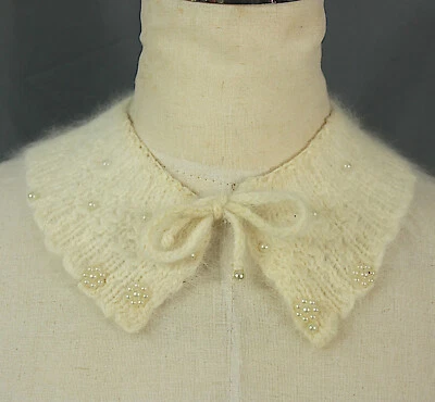 Gargantilla de colección con cuentas de perlas de imitación cuello de angora marfil blanco Rockabilly años 50 Foto 1 de 4