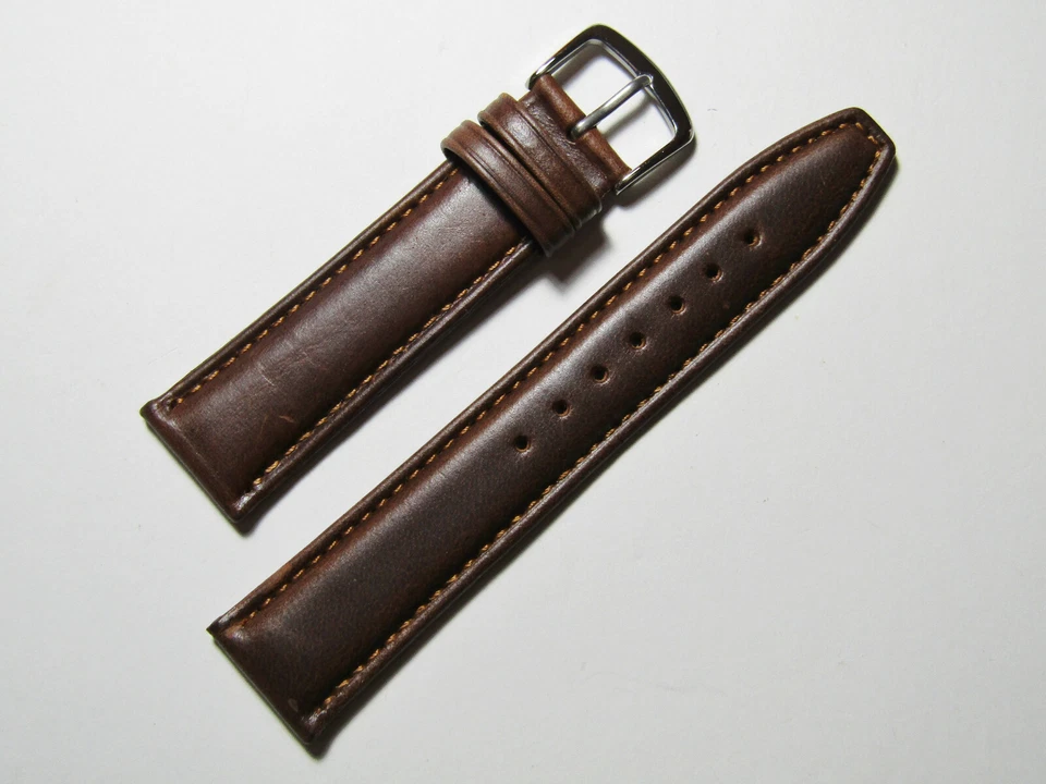 18mm Hadley-Roma MS881 Chestnut Brown Smooth Padded Leather Watch Band Strap
