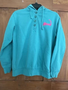 Cuffys Cape Cod Turquoise Pink Hoodie Sweatshirt Distressed Size Large - Picture 1 of 8