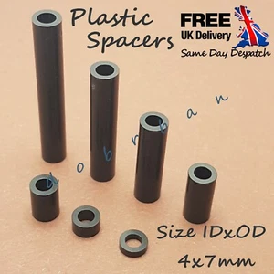 Innendurchmesser 4 mm x Außendurchmesser 7 mm schwarz Nylon Kunststoff ABSTANDSHALTER Abstandsscheiben 2 mm-50 mm Länge - Bild 1 von 16