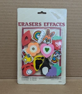 12 Pack Of Vintage 80s Erasers Action Industries 1985 Taiwan - NEW & SEALED - Picture 1 of 3