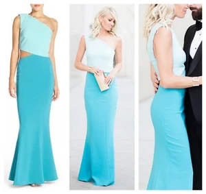 MARIA  BIANCA  NERO  COLORBLOCK  ONE  SHOULDER GOWN  DRESS   Sz 4  NEW  $ 378 - Picture 1 of 5