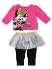 Disney Infant Girl Minnie Part Time Model Shirt Tutu Leggings 2 Pc Set 3-6M