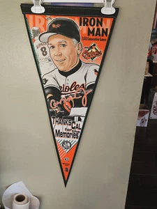 BALTIMORE ORIOLES CAL RIPKEN JR IRON MAN BASEBALL  MLB FELT PENNANT 12X30 INCH - Picture 1 of 2