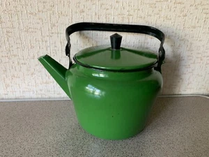 Vintage Soviet metal enamel Green teapot 3L 20cm. Boil water. USSR 70s - Picture 1 of 20