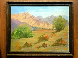 SCHÖNE VINTAGE ÖL AUF LEINWAND LANDSCHAFT VON KALIFORNISCHEM KÜNSTLER SIGNIERT GERAHMT - Bild 1 von 5