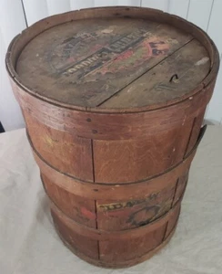 Antique Chewing Tobacco Wood Store Barrel Spaulding Merrick Stewart Ithica 22" - Picture 1 of 12