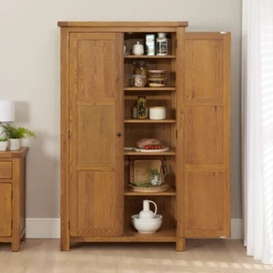 Rustic Oak Double Shaker Kitchen Pantry Cupboard - RS75-KIT - Picture 1 of 14