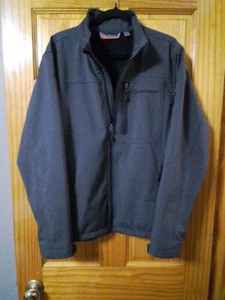 Free Country Men Jacket Size Medium Black Gray Full Zip Lined Zipped Pockets - Picture 1 of 3