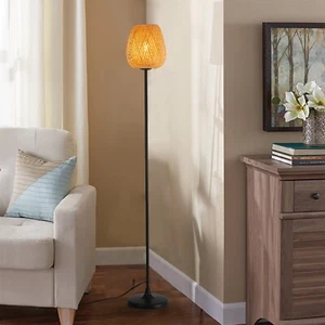 Japanese Style Bamboo Floor Lamp Rattan Handwoven Modern Standing Lighting Bl... - Picture 1 of 8