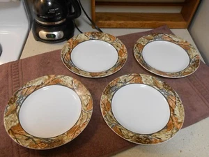 Corelle WOODLAND LEAVES (4)-8 1/2" Salad/Luncheon Plates VERY NICE PATTERN COLOR - Picture 1 of 4