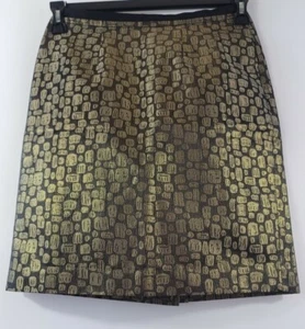 Neu ohne Etikett Ann Taylor LOFT meliert schwarz gold metallic Mosaik gerader Bleistiftrock 2P - Bild 1 von 12