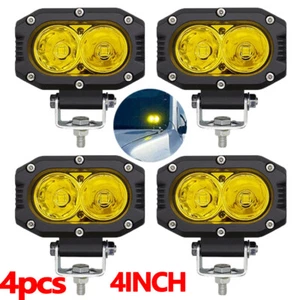 4PK 4"inch LED Work Light Amber Cube Pods Spot Flood Driving Fog Lamp Offroad - Picture 1 of 14