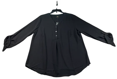 Blusa Mujer Colección JM Talla Grande Negra Transparente Manga 3/4 Elastizada Nueva Cuello en V Foto 1 de 4