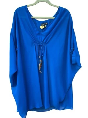 Blusa Rampage Para Mujer Talla Pequeña Azul Real Dolman Mangas Cortas Forrada Foto 1 de 4