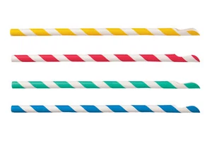3500 Trinkhalme mit Löffel Papier Ø 8 mm 20 cm Streifen bunt Slush Löffelhalme - Bild 1 von 1