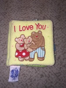 Taggies I LOVE YOU Bears Soft Baby Book Cloth Ribbon Tags Toy - Picture 1 of 3