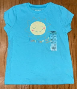 OSHKOSH: Girl's Blue T-Shirt w/ Sun & Multicolor Wording: Sunshine Love, Size 5T - Picture 1 of 4