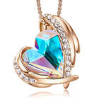 Elegant And Unique Rose Gold Wing Heart Shaped Ab Zircon Pendant Necklace Gift