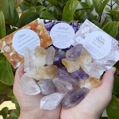"LARGE MIXED CRYSTAL POINTS" 500 Gram Lot Of Citrine, Amethyst & Clear Quartz - image 1 of 4