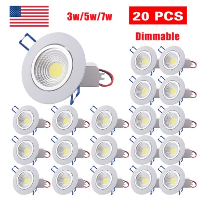20 PIEZAS COB Downlight LED empotrado luz de techo foco lámpara regulable 3W/5W/7W Foto 1 de 4