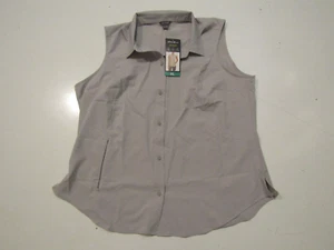 EDDIE BAUER Gray Sleeveless Tech Button Up Shirt Sz X-Large XL NWT Womens - Picture 1 of 3