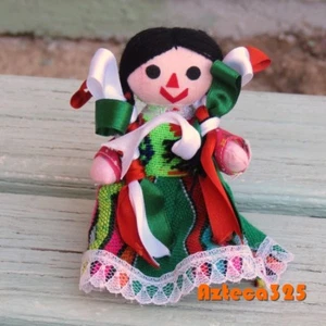 Muñeca de trapo mexicana pequeña, muñeca María, muñeca de trapo artesanal México 5""-6"" de alto - Imagen 1 de 2