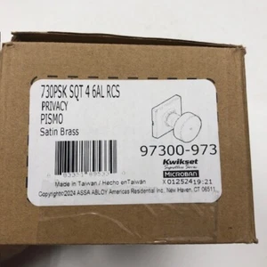 Kwikset 730PSKSQT Pismo Privacy Door Knob Set Satin Brass 97300-973 - NIOB - Picture 1 of 5
