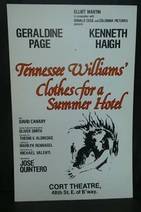Tennessee Williams Clothes For A Summer Hotel Broadway Window Card Poster - Picture 1 of 6