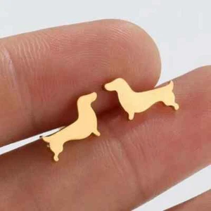 Par de pendientes dorados Dachshund Weenie para perro - Imagen 1 de 8