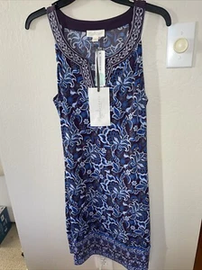 Magnolia Grace STITCH FIX Medium Purple Blue Alhambra Embroidered Trim Dress S53 - Picture 1 of 10