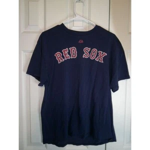 Vintage MLB Boston Red Sox Pedroia #15 Navy Blue Baseball Jersey T-Shirt Large - Picture 1 of 2