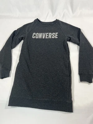 Usado en Excelente Converse Niñas Sudadera Larga Vestido Bolsillos Gris Mediano 10-12 Foto 1 de 4
