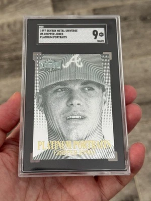 1997 Skybox Metal Universe CHIPPER JONES Platinum Portraits SGC 9 MINT Braves #5 - Image 1 of 4