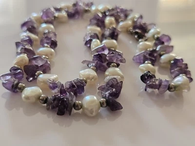 Collar vintage de amatista y perlas Foto 1 de 3